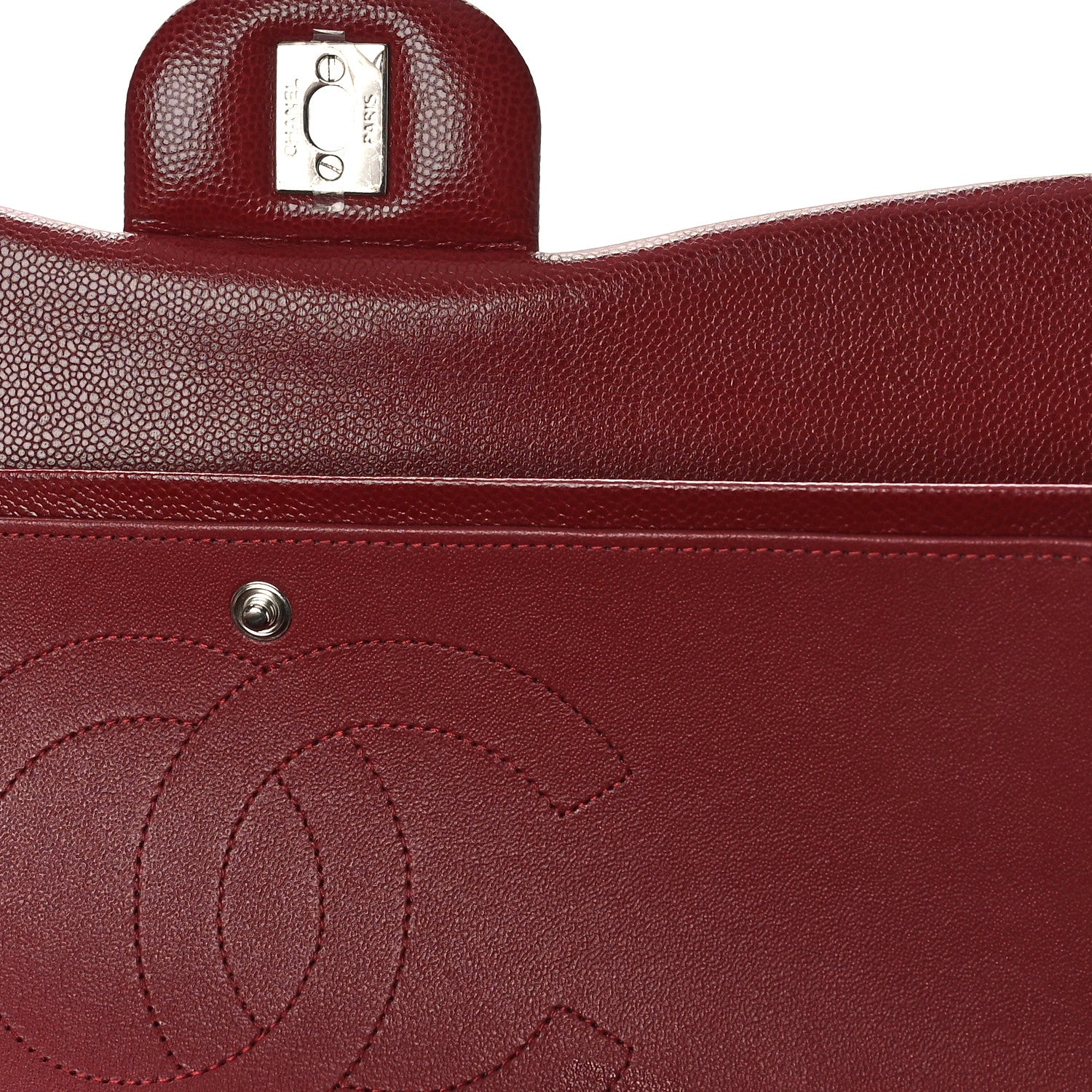 Chanel Caviar Quilted Jumbo Double Flap Burgundy 11 of 11