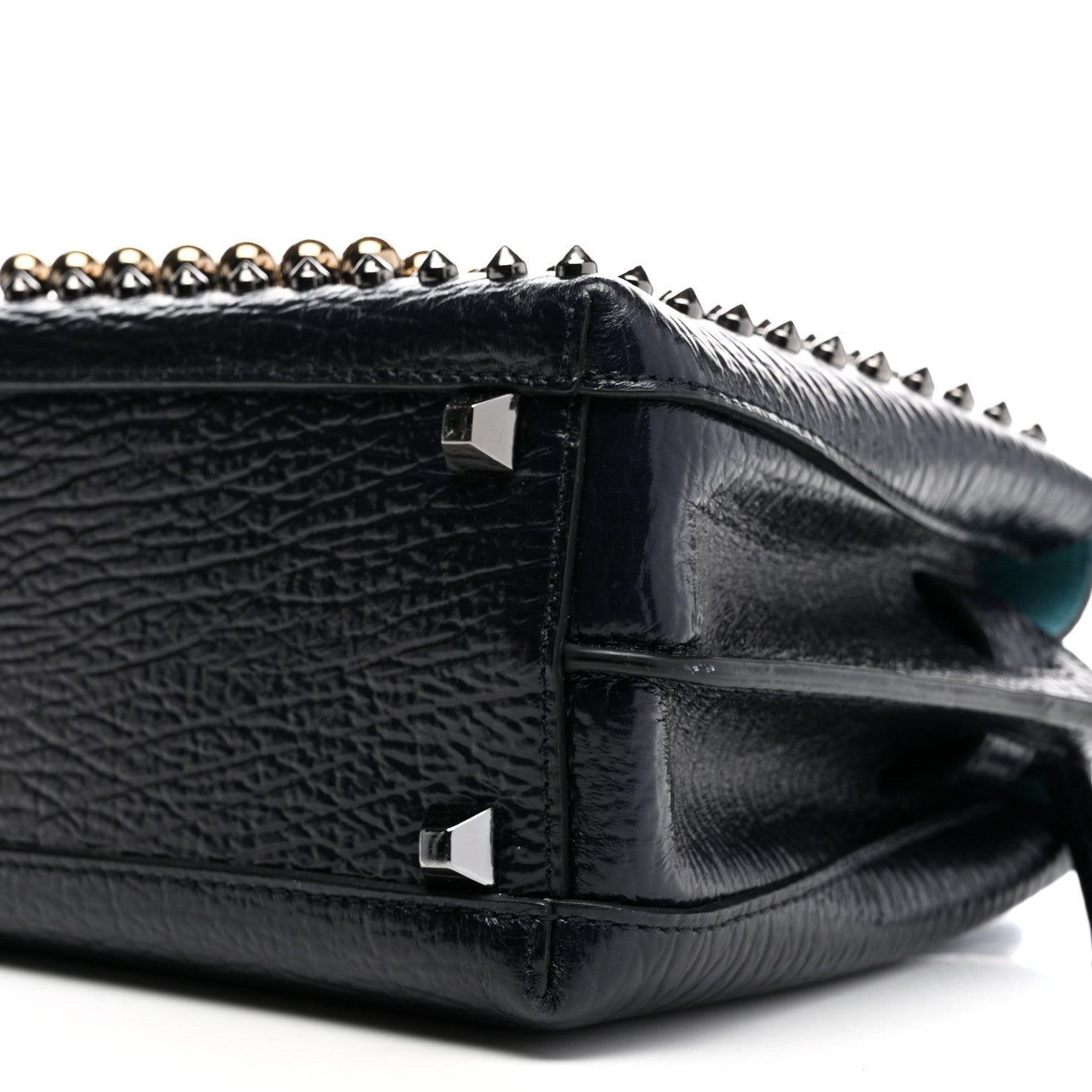 MCM Calfskin Studded Mini Milla Tote Blue 8 of 8