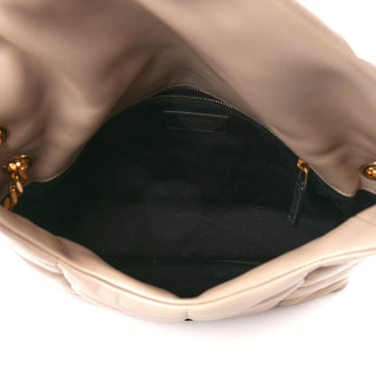 Saint Laurent Lambskin Quilted Medium Loulou Puffer Monogram Chain Satchel Dark Beige 5 of 11