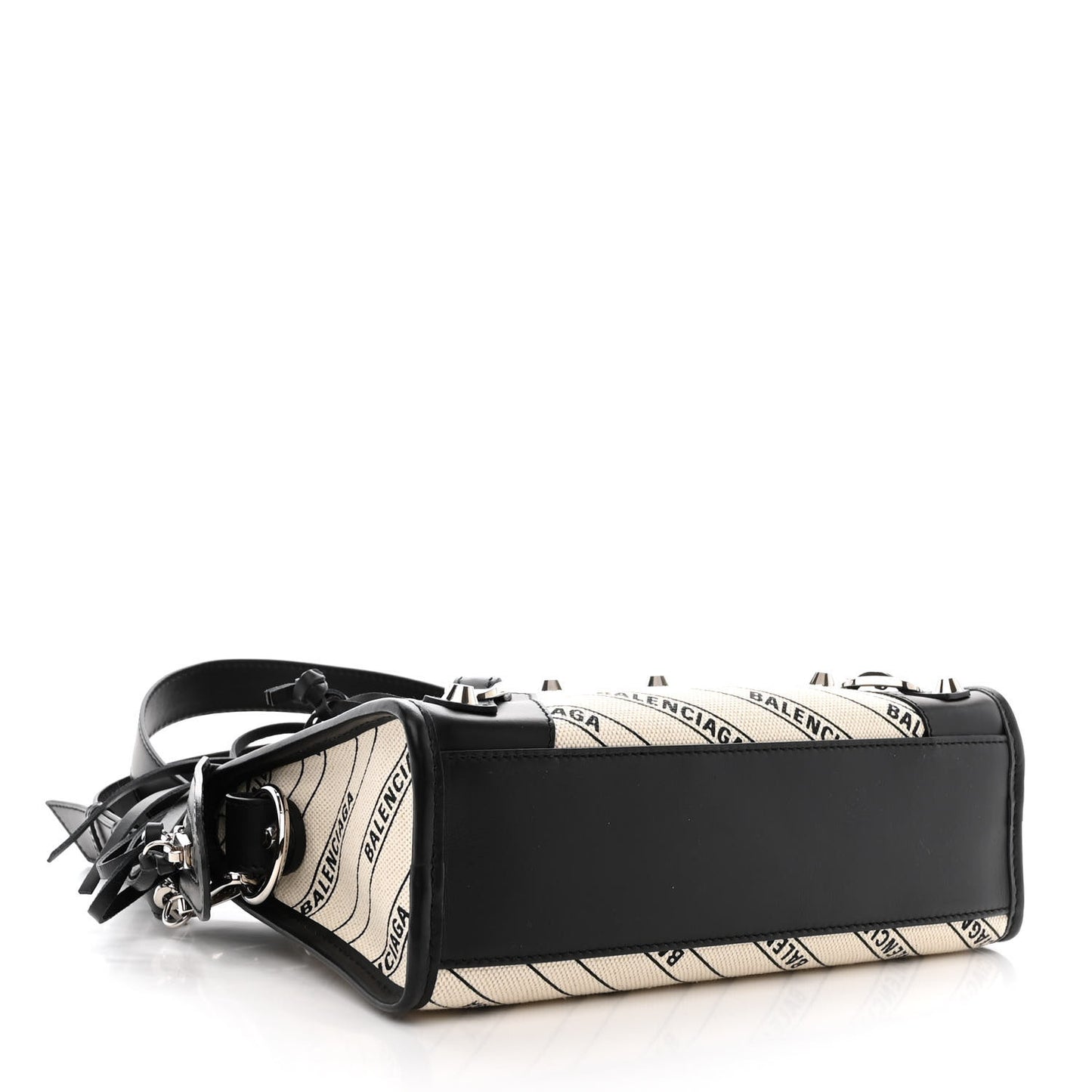 Canvas Satin Calfskin Diagonal Allover Logo Print Classic Silver Hardware Mini City Natural Black