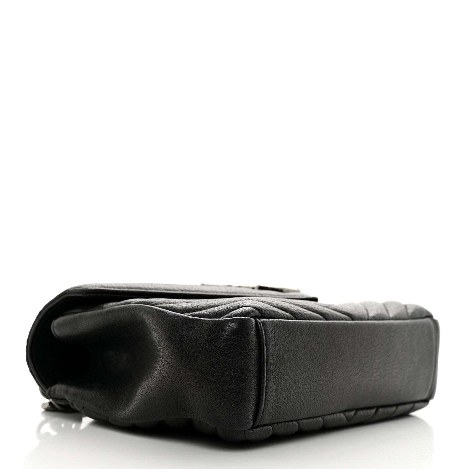 Saint Laurent Sheepskin Matelasse Chevron Monogram Medium College Bag Black 4 of 11