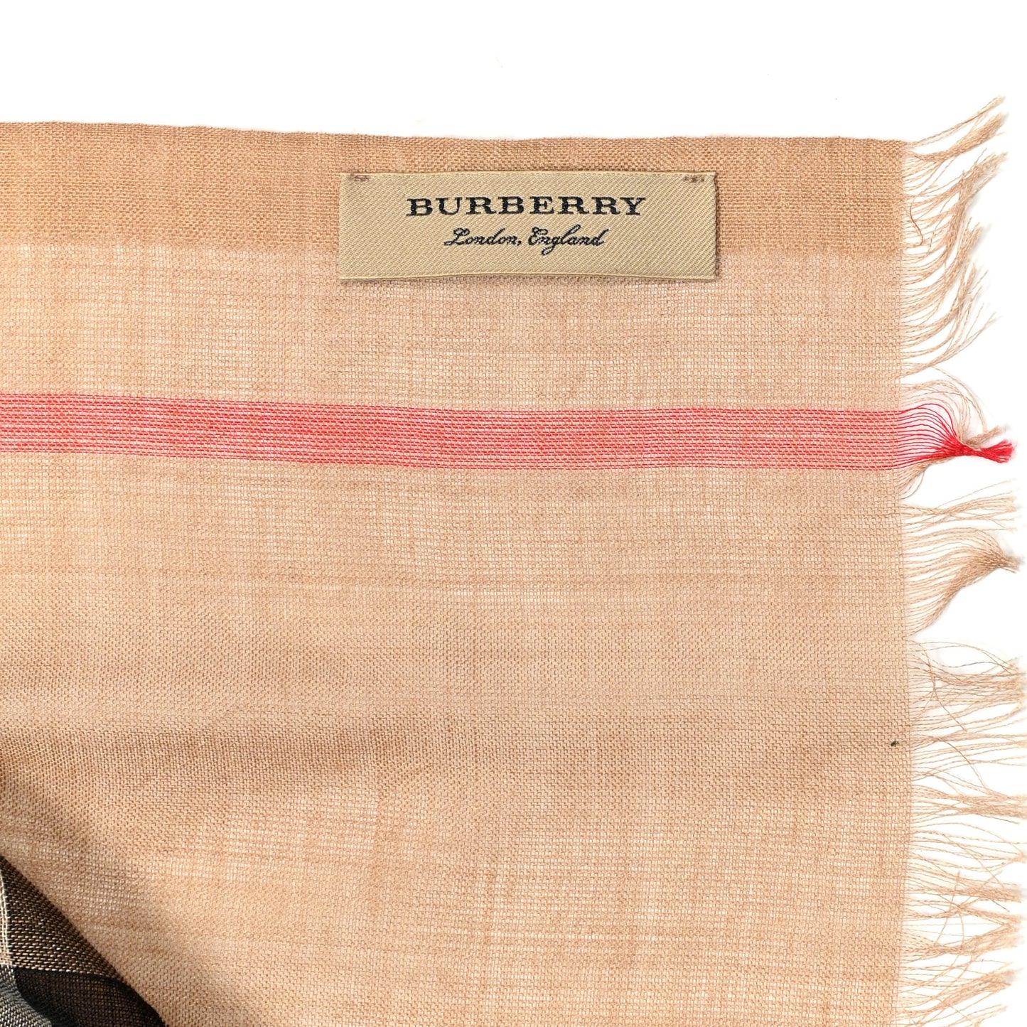 Wool Silk Giant Check Lightweight Scarf Camel