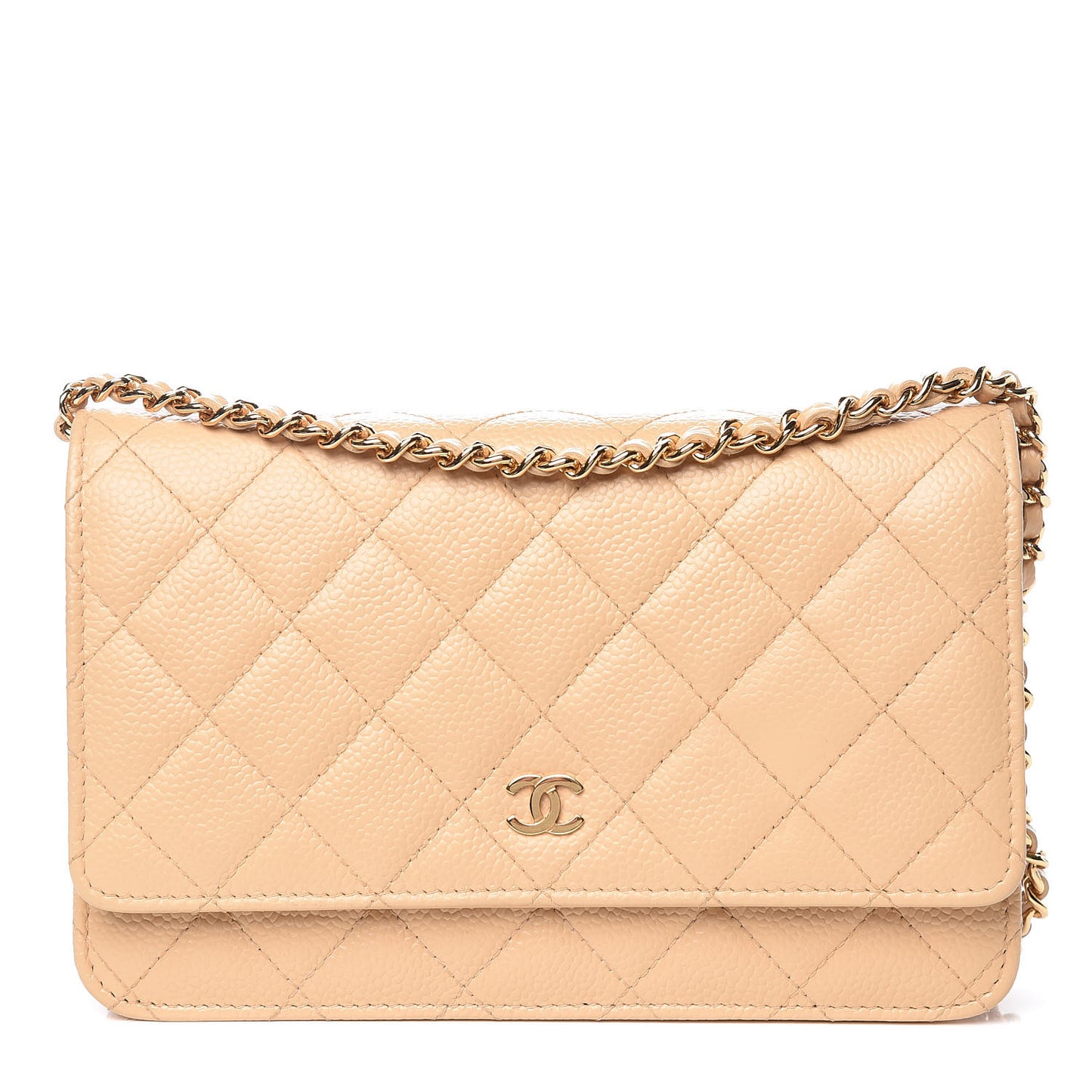 Caviar Quilted Wallet On Chain WOC Beige Clair