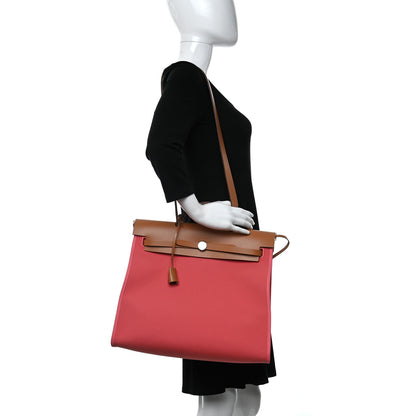 Hermes Toile Vache Hunter Herbag Zip 39 MM Rose Azalee 2 of 10