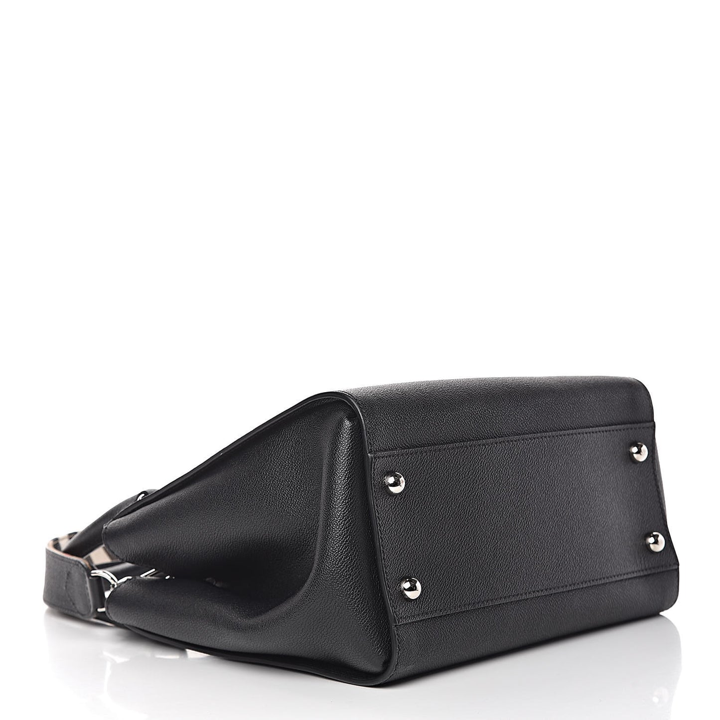 Soft Grain Calfskin Medium Buckle Tote Black