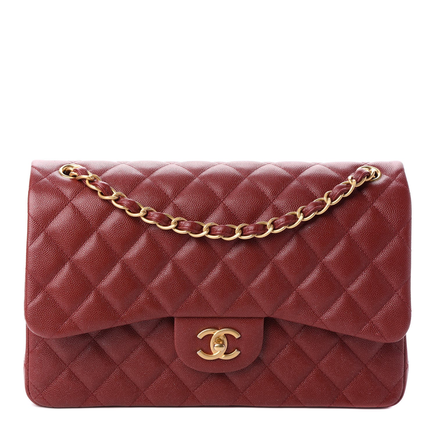 Chanel Iridescent Caviar Quilted Jumbo Double Flap Burgundy 1 of 10