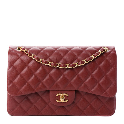 Chanel Iridescent Caviar Quilted Jumbo Double Flap Burgundy 1 of 10