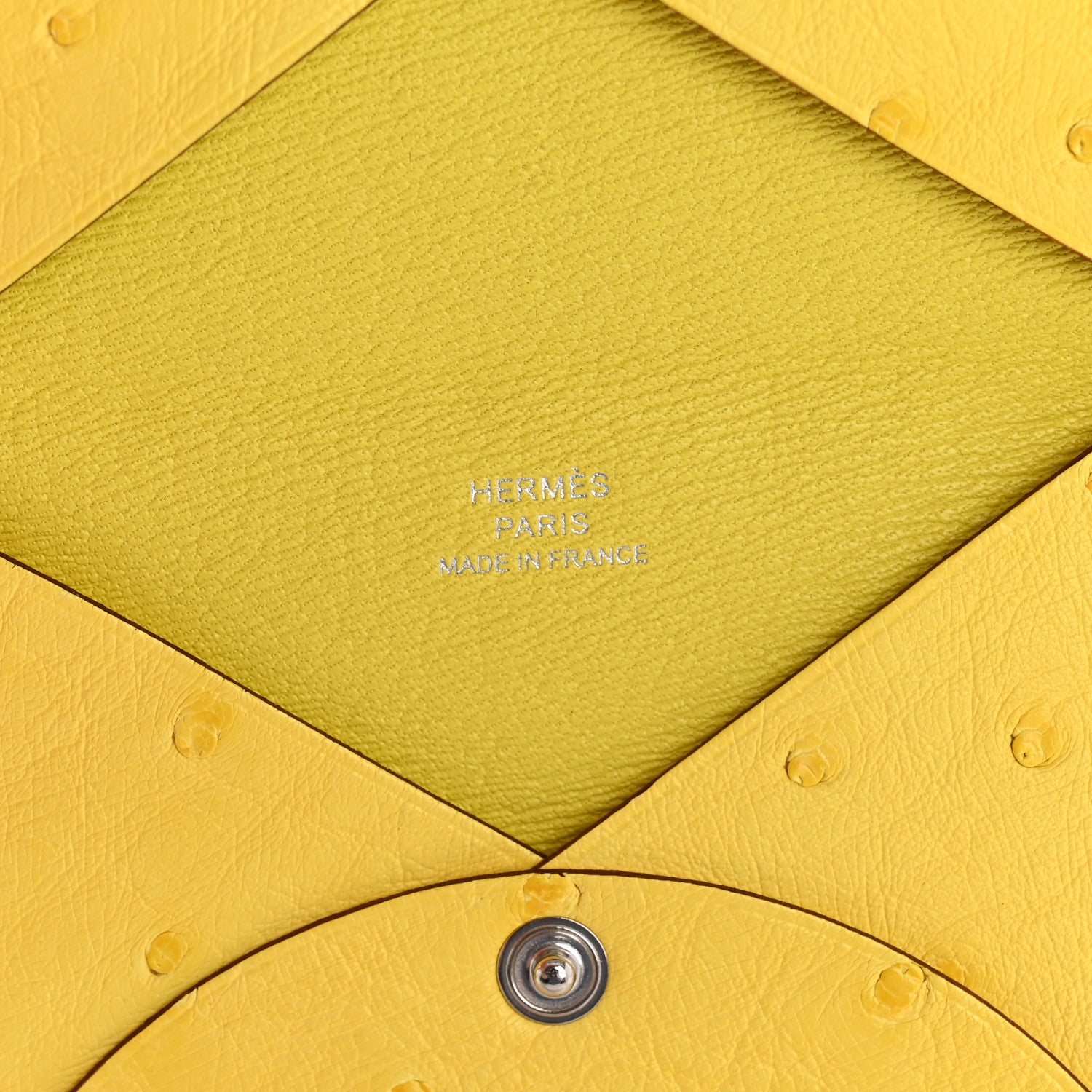 Hermes Ostrich Calvi Card Case Jaune Citron 6 of 8