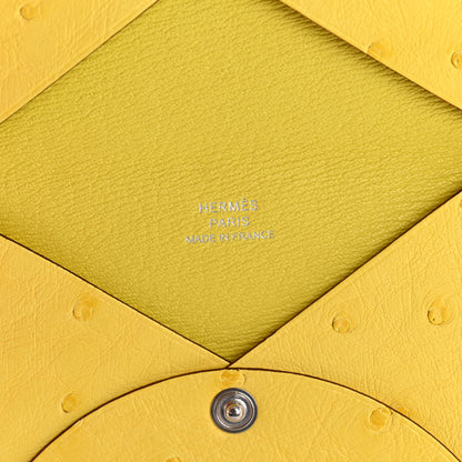 Hermes Ostrich Calvi Card Case Jaune Citron 6 of 8