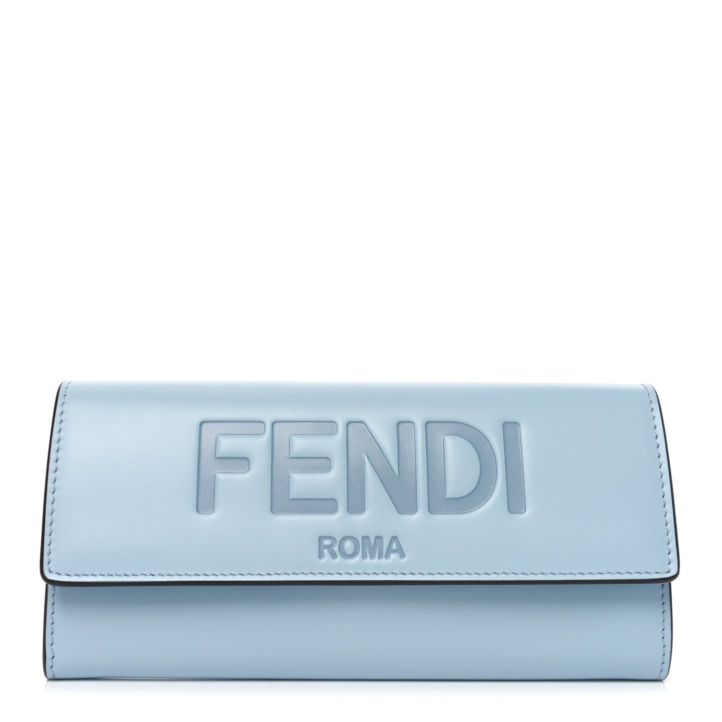 Vitello King Tamponato Logo Embossed Continental Wallet Azzurro Baby