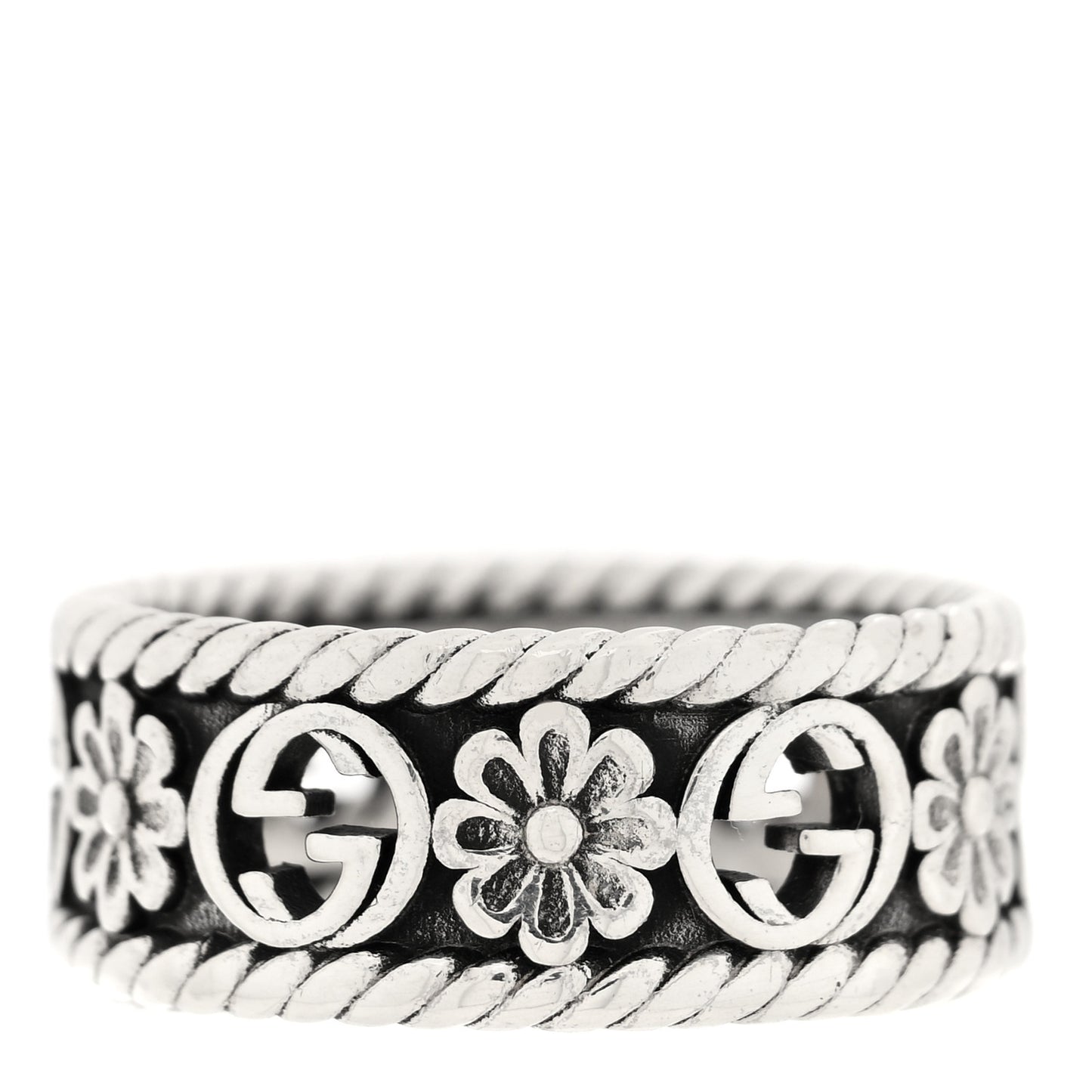 Sterling Silver Interlocking G Flower Ring 54 7