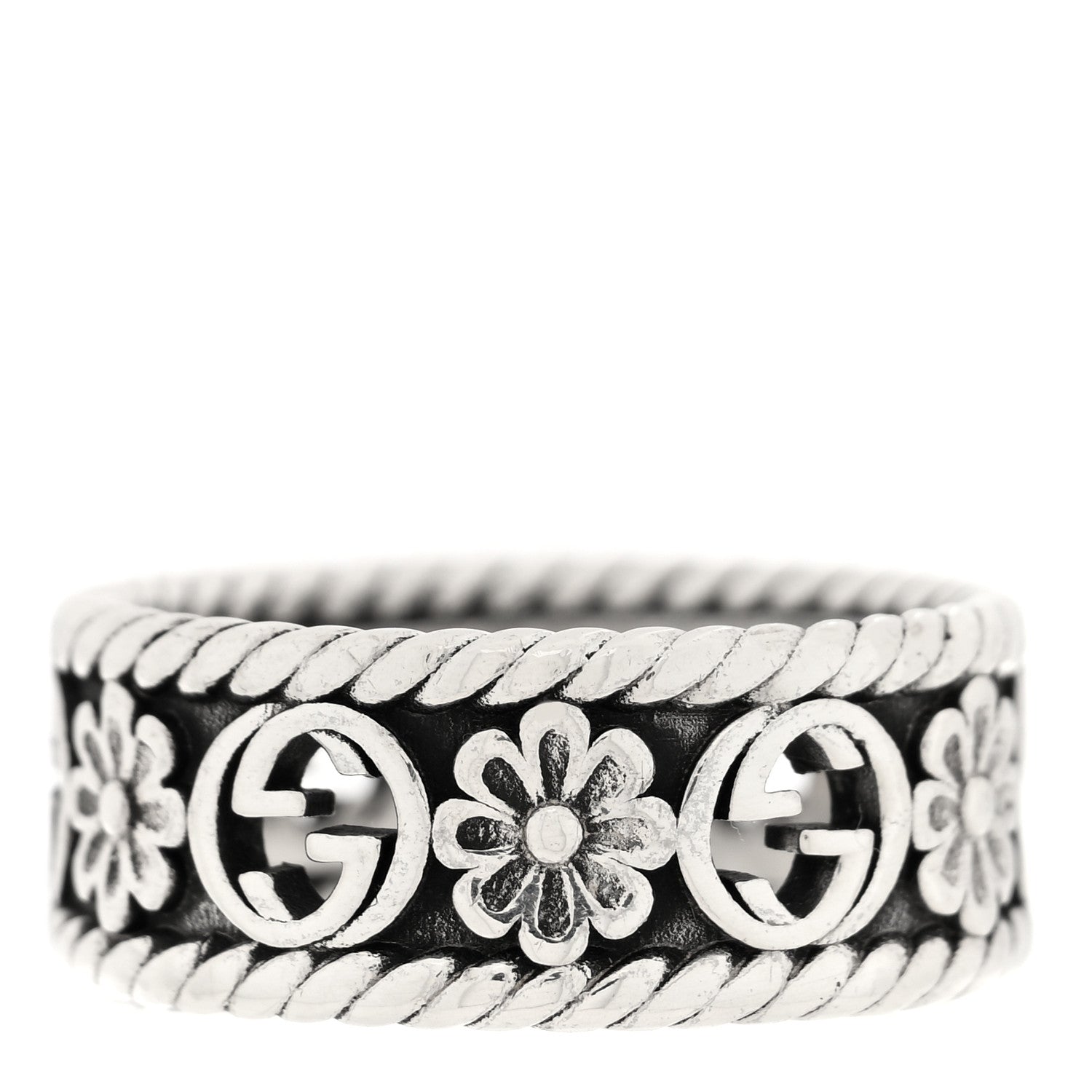 Gucci Sterling Silver Interlocking G Flower Ring 54 7 3 of 6
