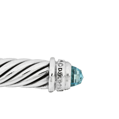 David Yurman Sterling Silver Diamond Blue Topaz 5mm Cable Classics Bracelet 3 of 3