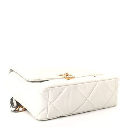 Chanel Goatskin Quilted Large Chanel 19 Flap White 3 of 4