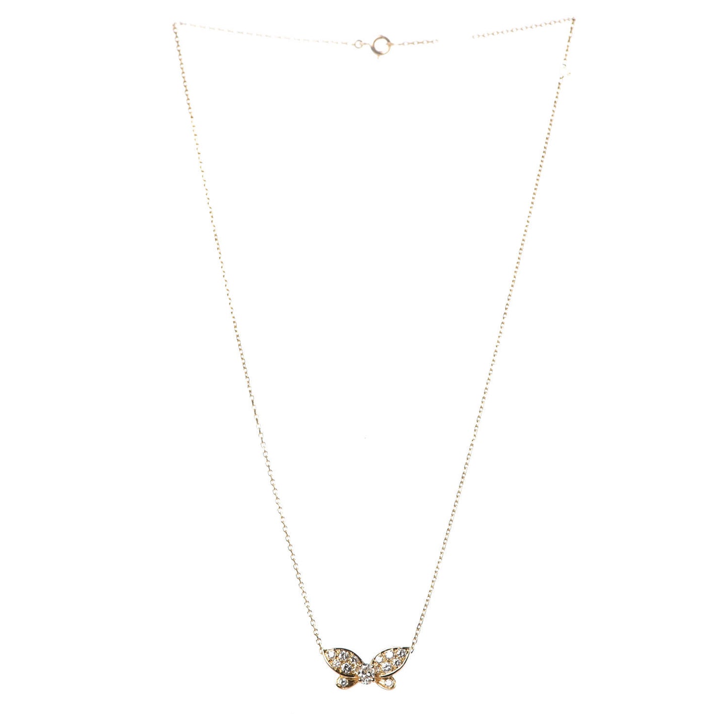 18K Yellow Gold Diamond Butterfly Pendant Necklace