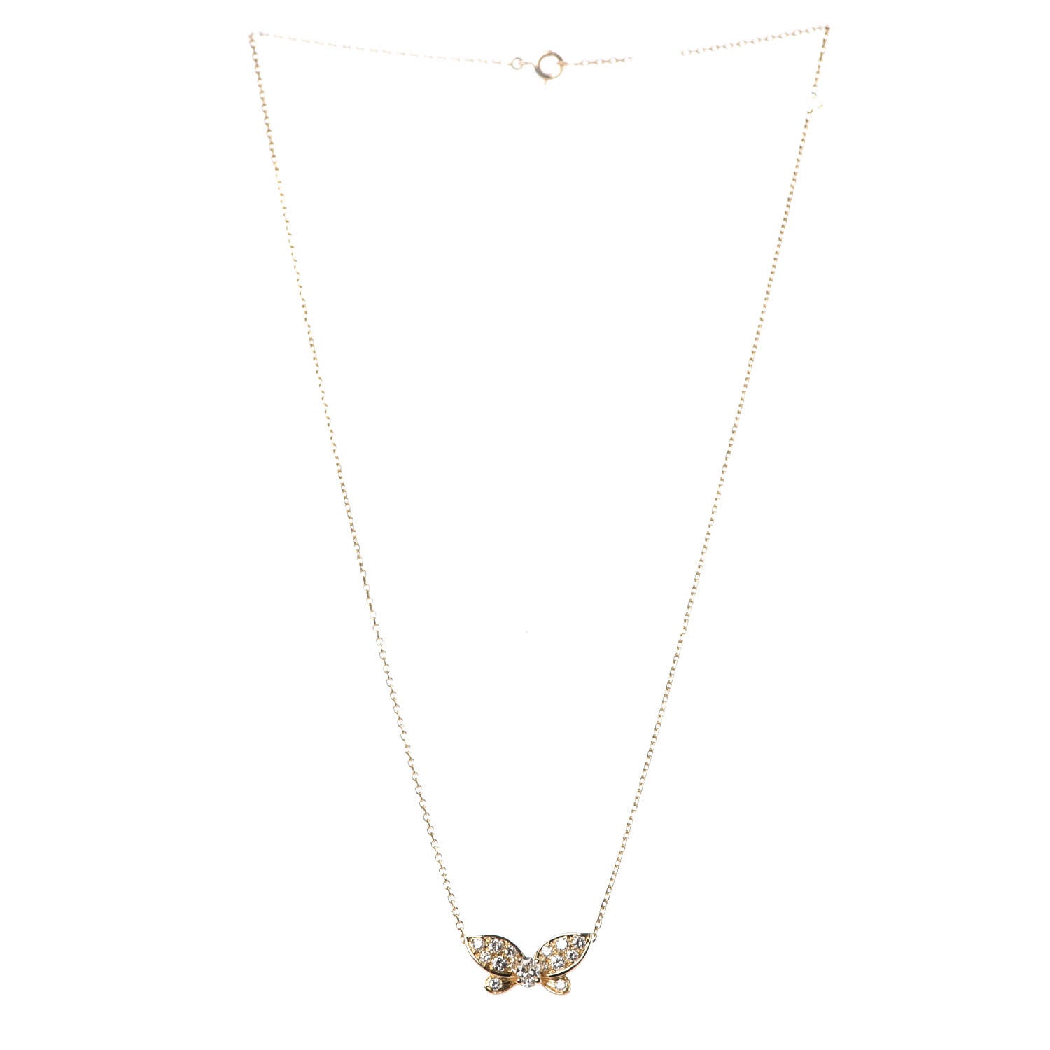 Van Cleef & Arpels 18K Yellow Gold Diamond Butterfly Pendant Necklace 3 of 6
