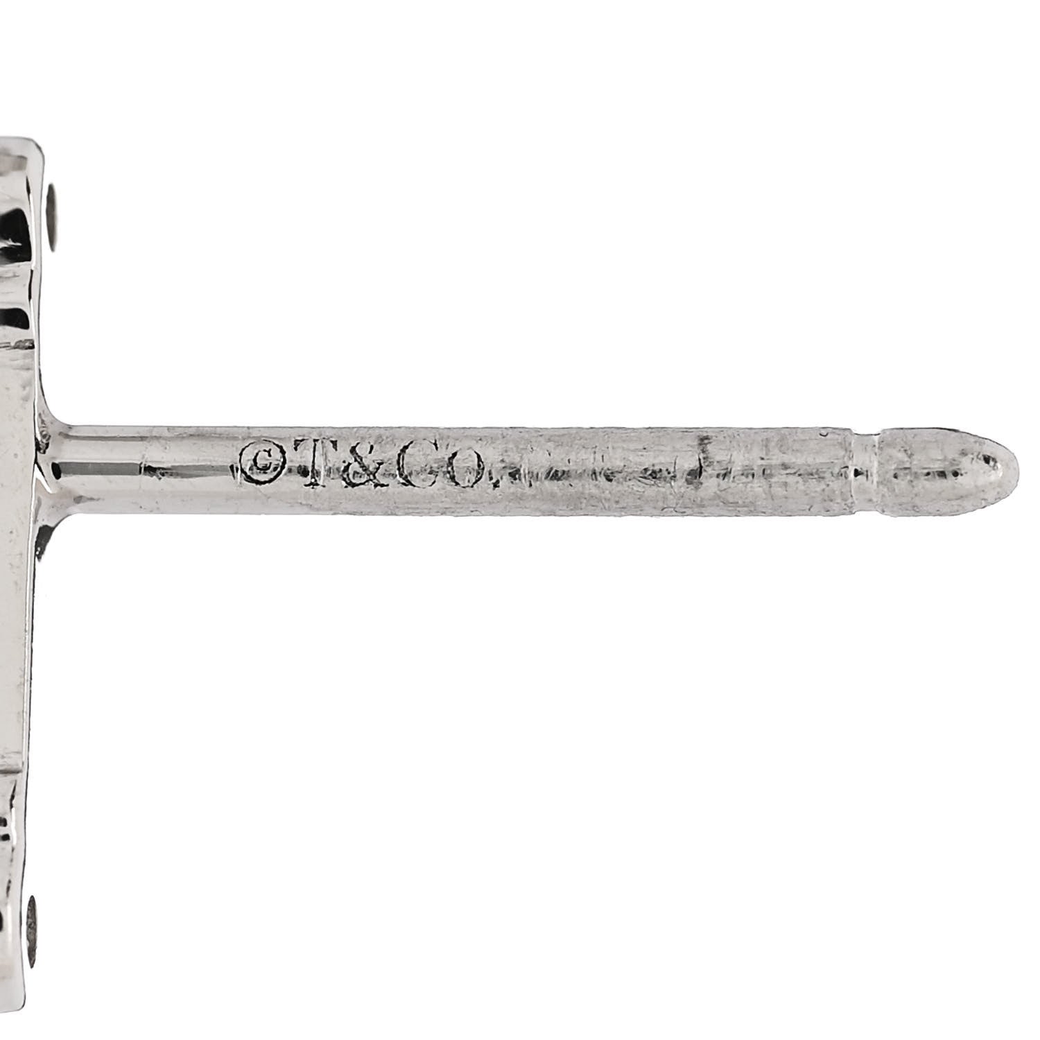 Tiffany Platinum Diamond Fleur de Lis Key Bar Earrings 4 of 5