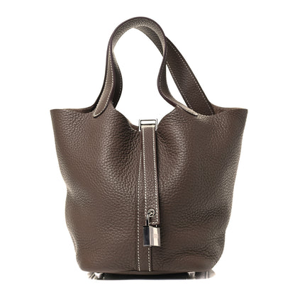 Hermes Taurillon Clemence Picotin Lock 18 PM Etoupe 1 of 4