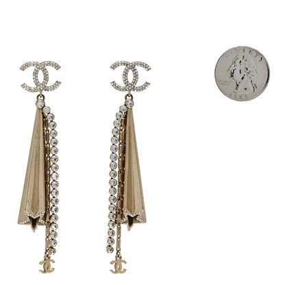Chanel Crystal CC Star Drop Earrings Gold 2 of 4