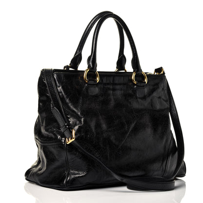 Miu Miu Vitello Shine Top Handle Satchel Black 4 of 10