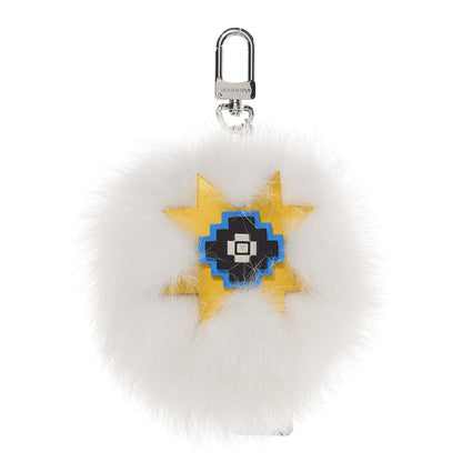 Louis Vuitton Fur Graphic Flower Bag Charm White 1 of 2