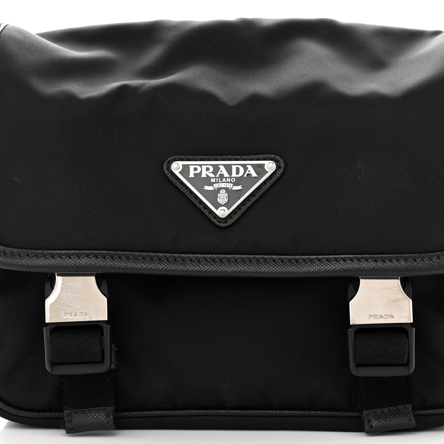 Prada Tessuto Nylon Saffiano Shoulder Bag Black 7 of 10