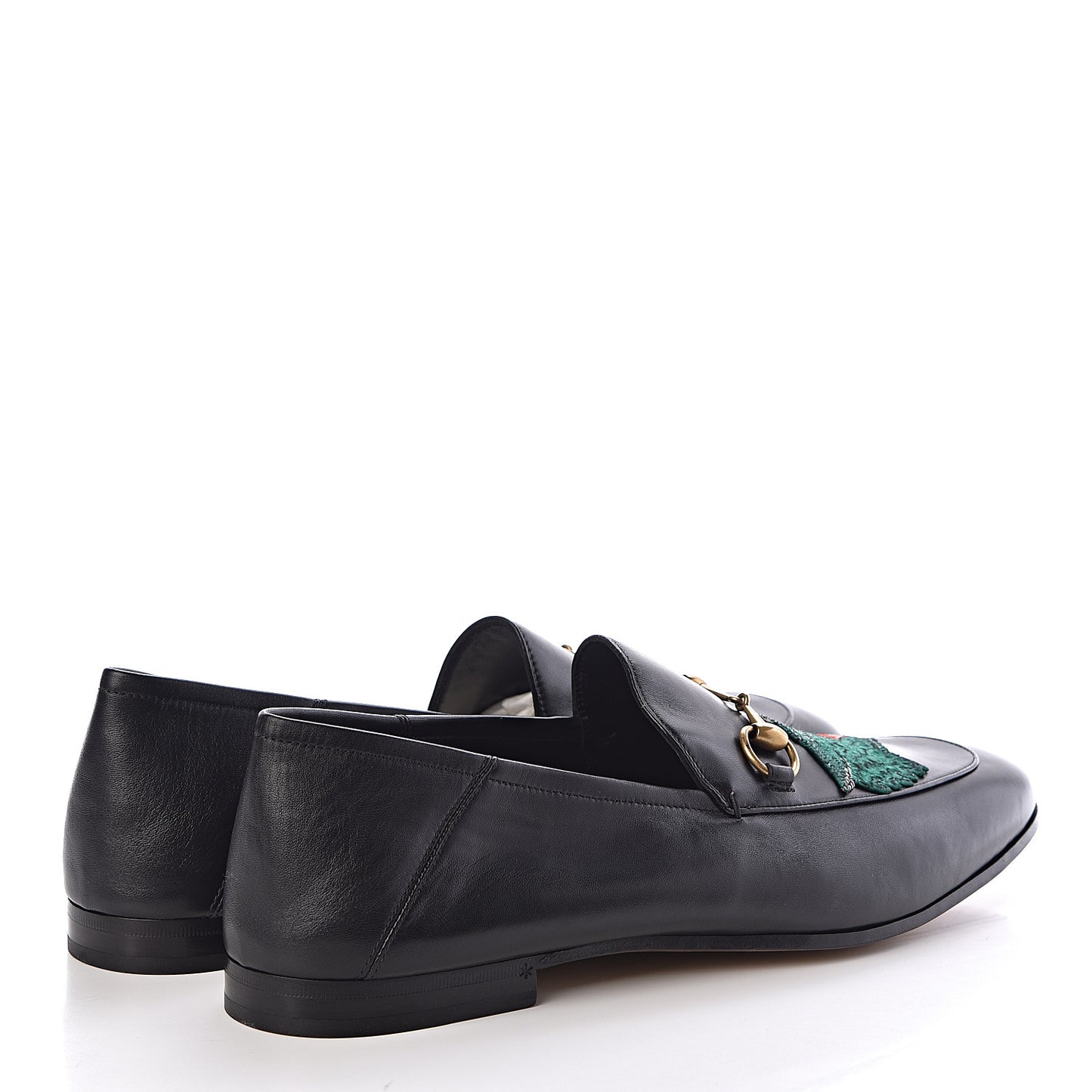 Lambskin Wolf Embroidered Mens Brixton Horsebit Loafers 14 Black