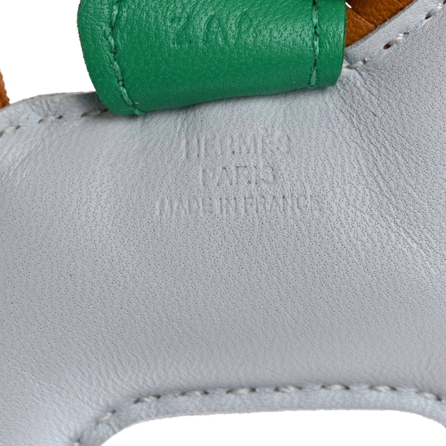 Hermes Milo Lambskin Grigri Rodeo Horse Bag Charm PM Bleu Brume Sesame Menthe 4 of 5