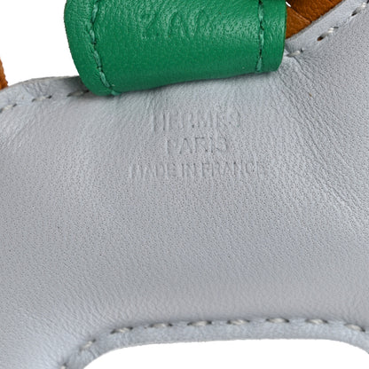 Hermes Milo Lambskin Grigri Rodeo Horse Bag Charm PM Bleu Brume Sesame Menthe 4 of 5