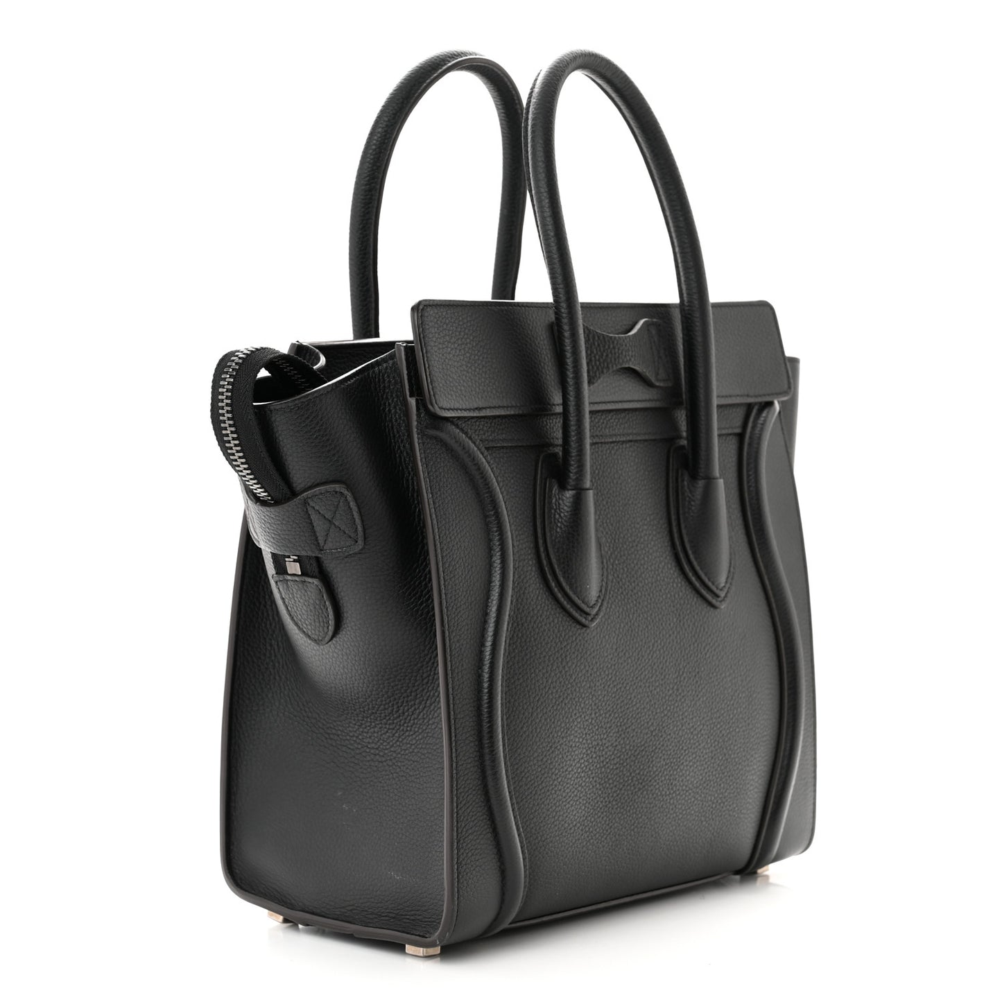 Drummed Calfskin Micro Luggage Black
