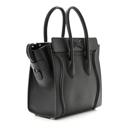 Celine Drummed Calfskin Micro Luggage Black 3 of 10