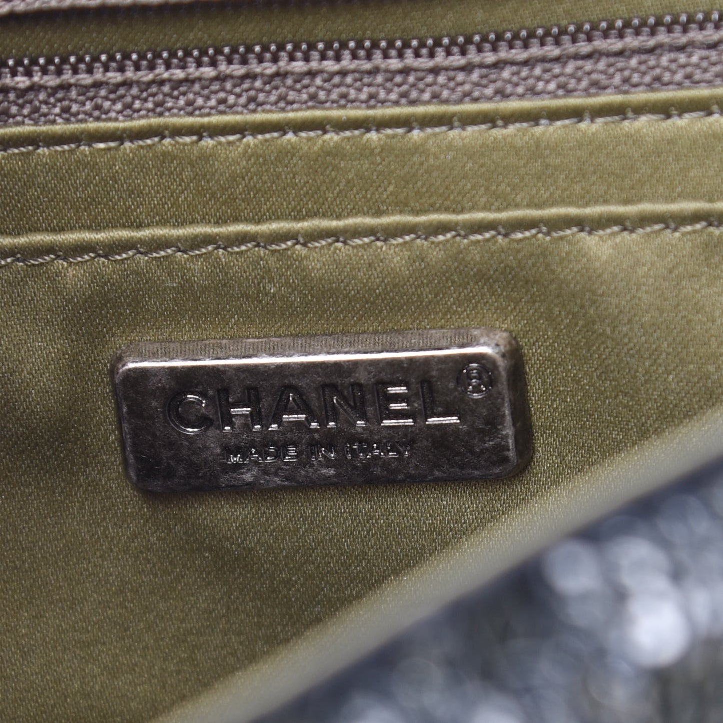 Sequin Coco Cuba Medium Single Flap Khaki
