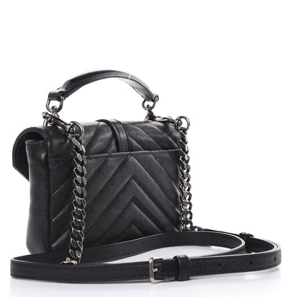 Saint Laurent Sheepskin Matelasse Chevron Monogram College Chain Wallet Black 3 of 12