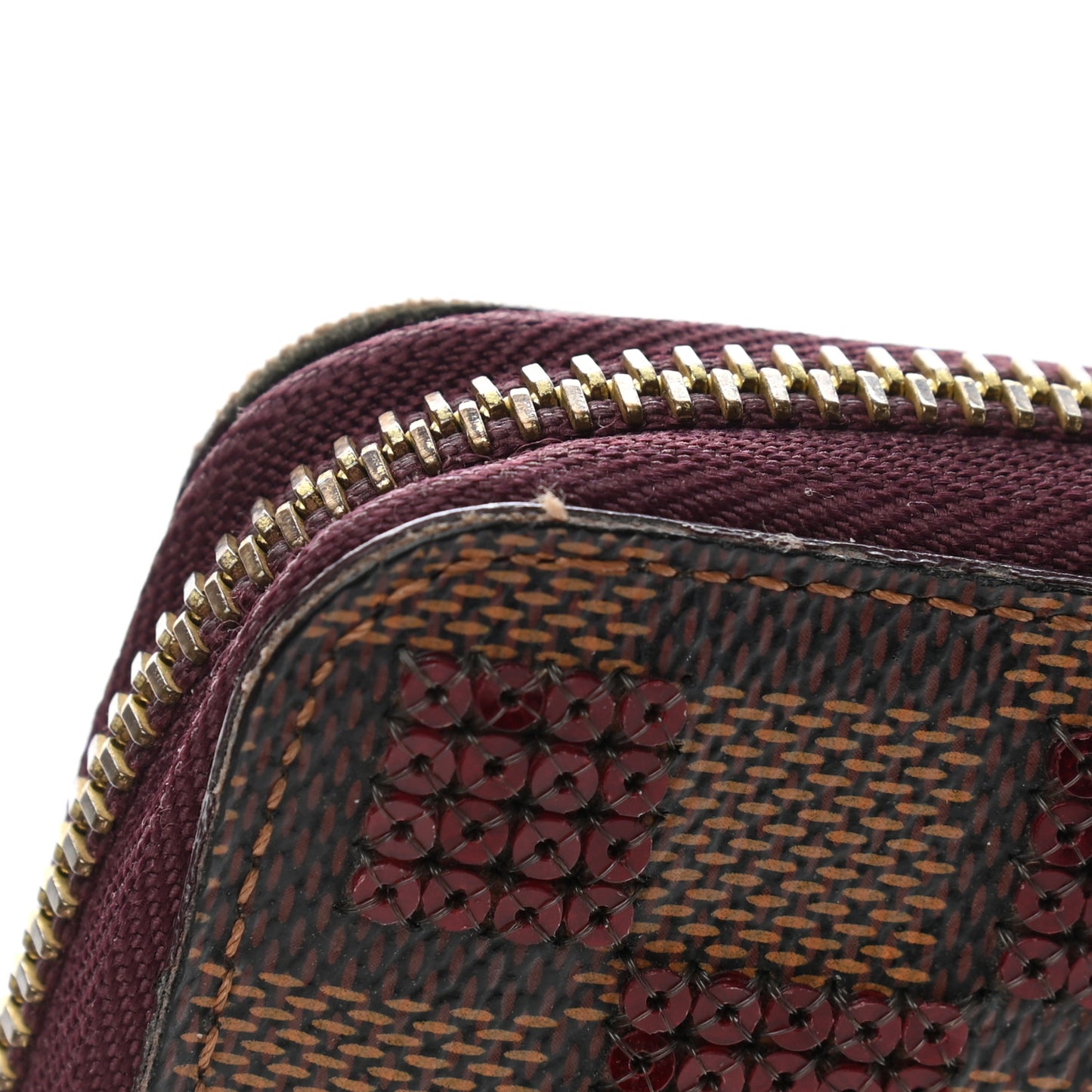 Damier Paillettes Zippy Wallet Red
