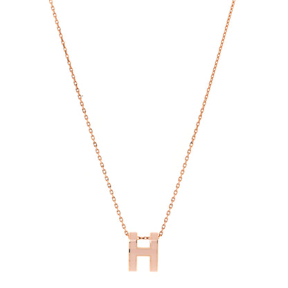 Hermes Lacquered Rose Gold Pop H Pendant Necklace Rose Dragee 1 of 7