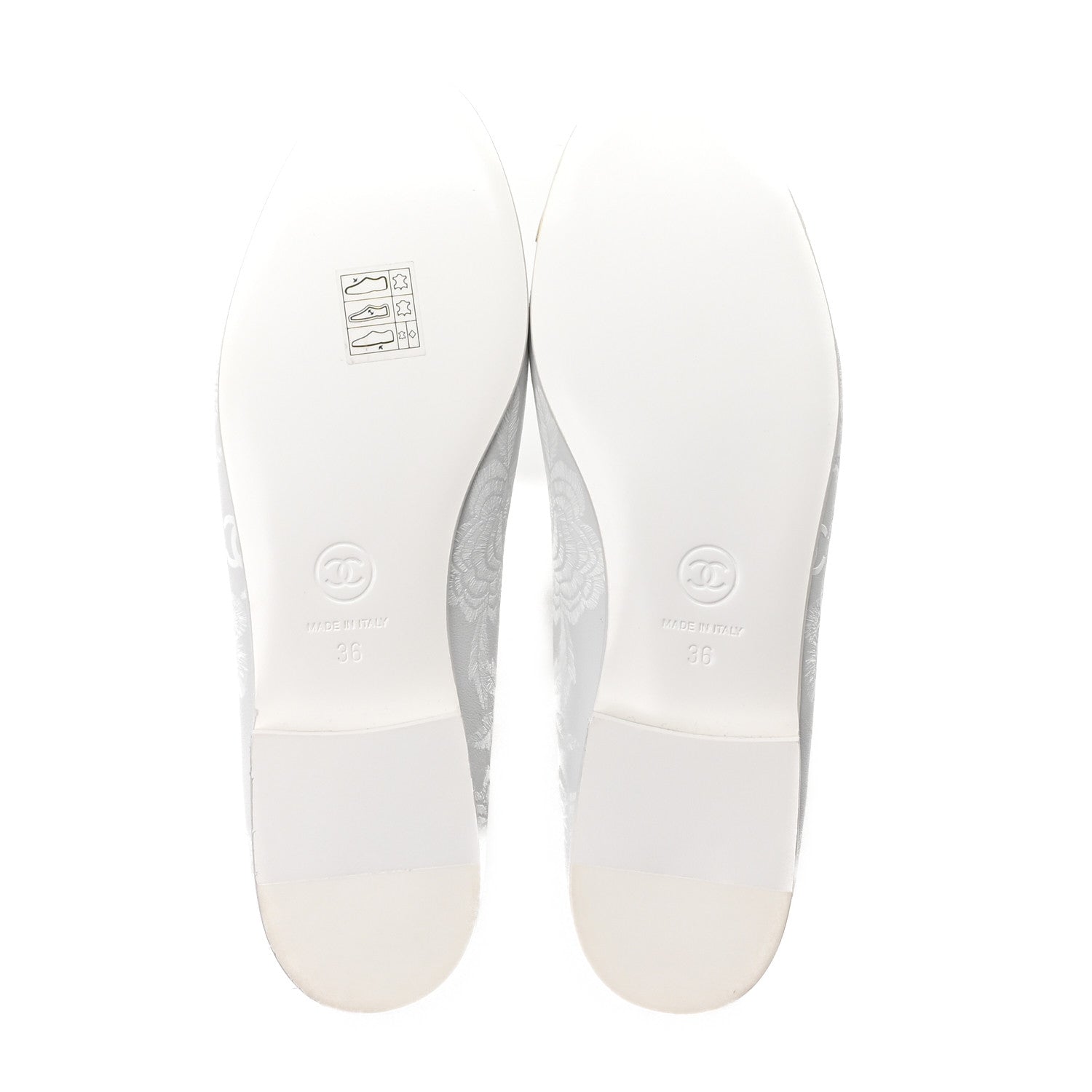 Chanel Lambskin Metallic Lambskin Cap Toe CC Ballet Flats 36 White Gold 6 of 9
