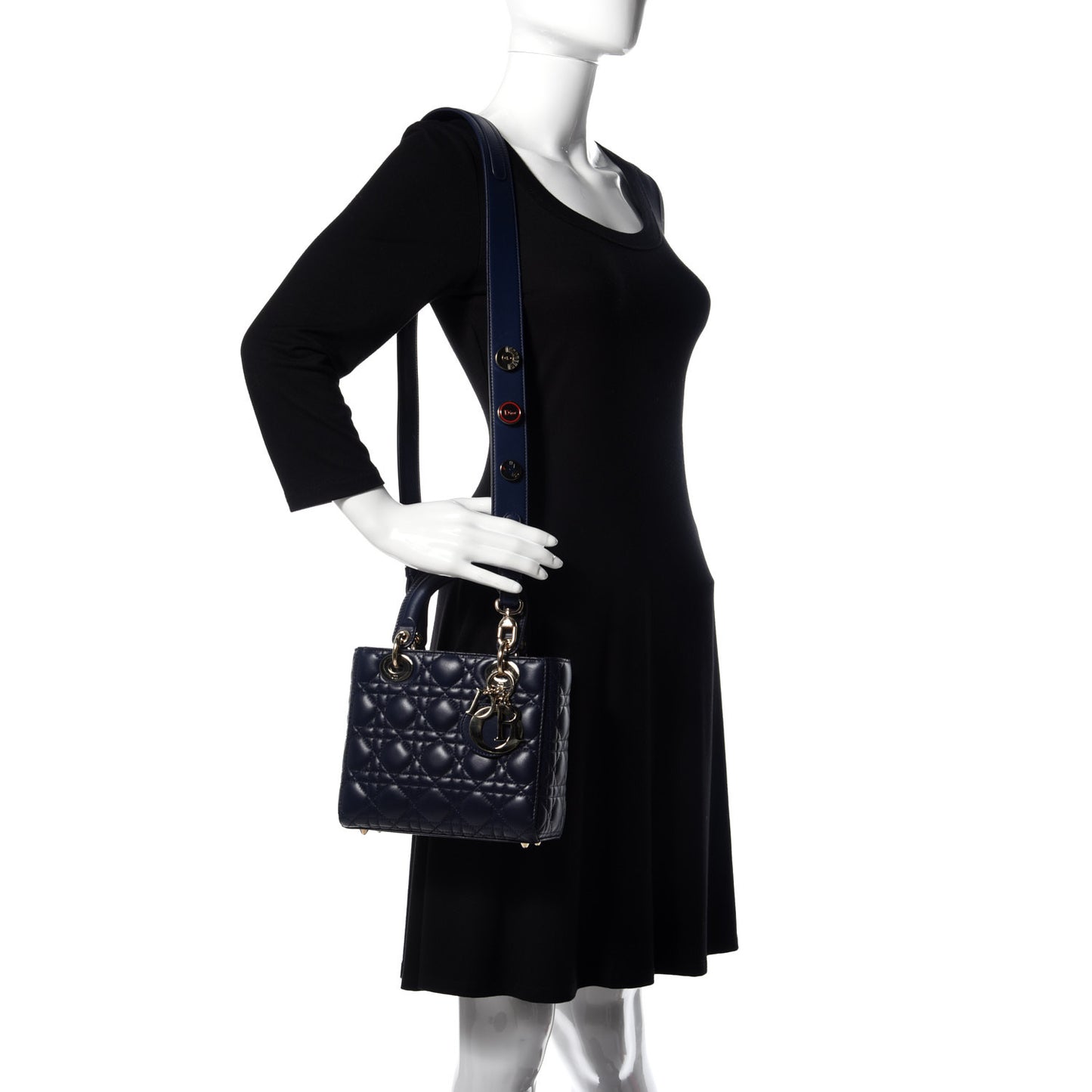 Lambskin Cannage Small Lucky Badges My Lady Dior Navy
