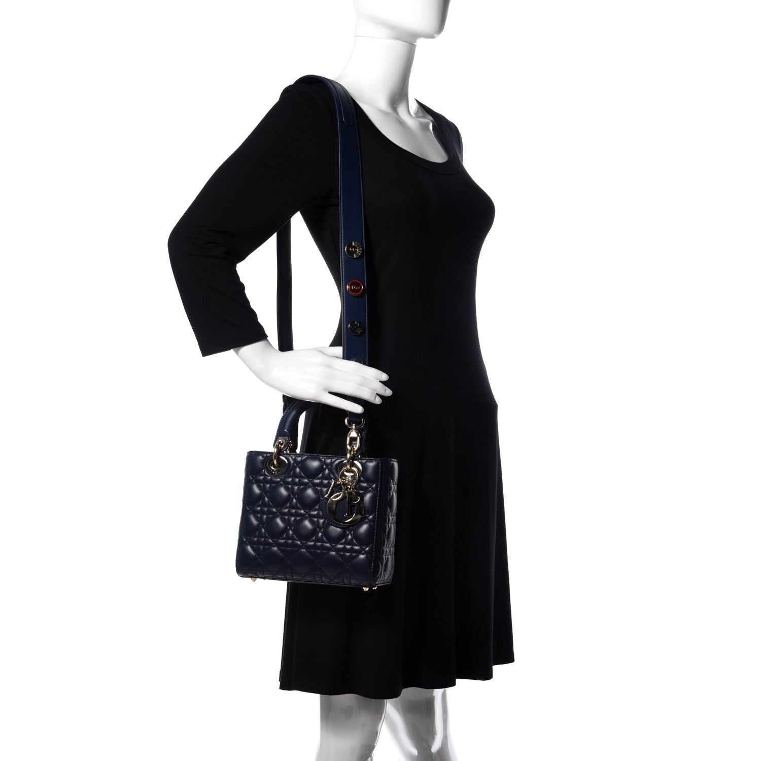 Christian Dior Lambskin Cannage Small Lucky Badges My Lady Dior Navy 2 of 8