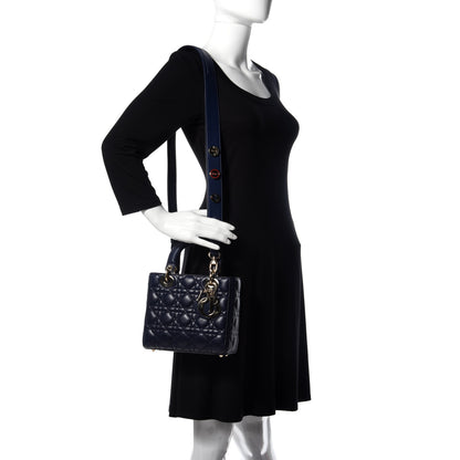 Christian Dior Lambskin Cannage Small Lucky Badges My Lady Dior Navy 2 of 8