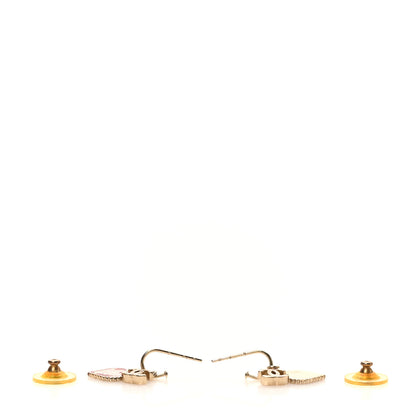 Chanel Enamel Valentine CC Heart Drop Earrings Pink Gold 7 of 10