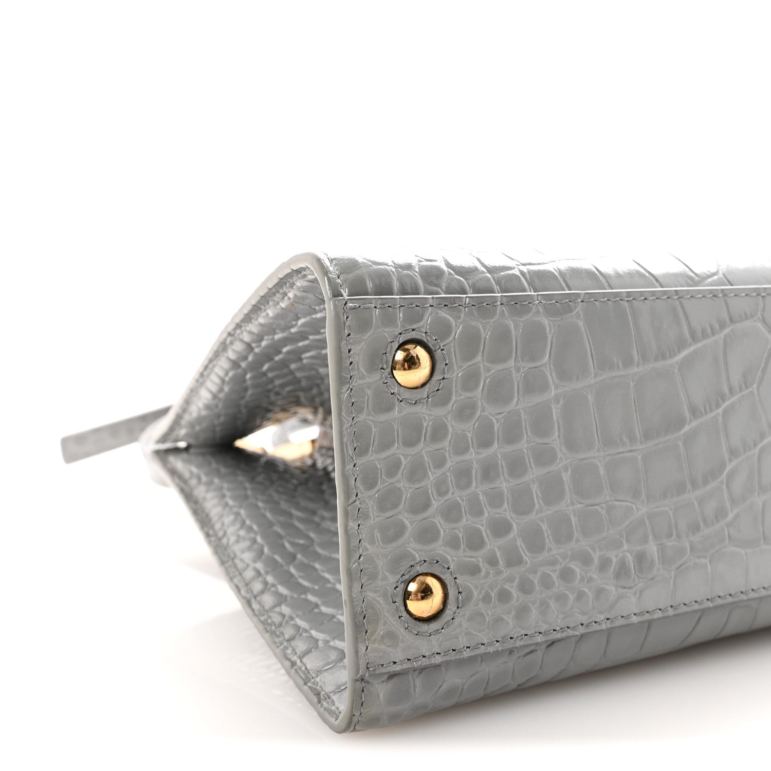 Burberry Crocodile Embossed Calfskin Mini Frances Tote Cloud Grey 8 of 9