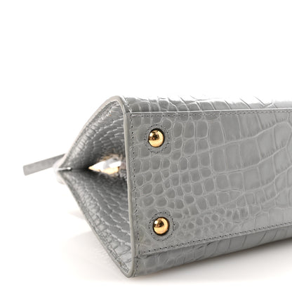 Burberry Crocodile Embossed Calfskin Mini Frances Tote Cloud Grey 8 of 9