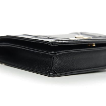 Christian Dior Grained Calfskin Diorama Wallet on Chain Pouch Black 6 of 8