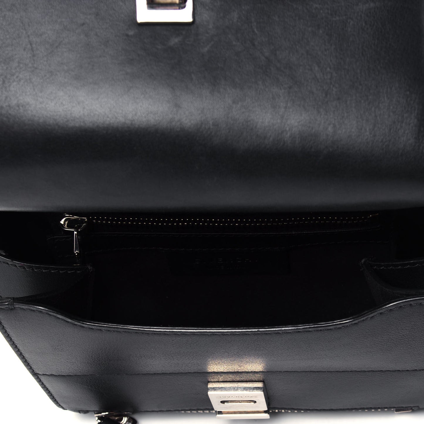 Calfskin Chain Detail Mini Pandora Box Crossbody Bag Black