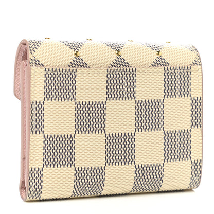 Louis Vuitton Damier Azur Studded Zoe Wallet Rose Ballerine 3 of 6