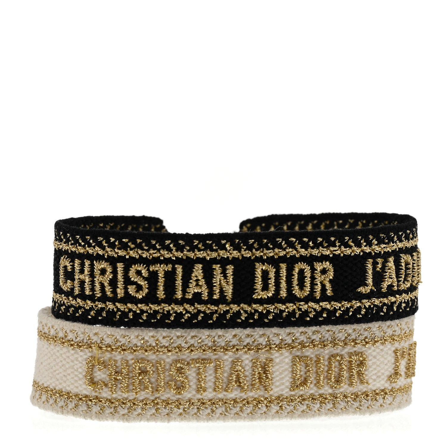 Christian Dior Woven Cotton J'Adior Friendship Bracelet Set Gold Black 1 of 3