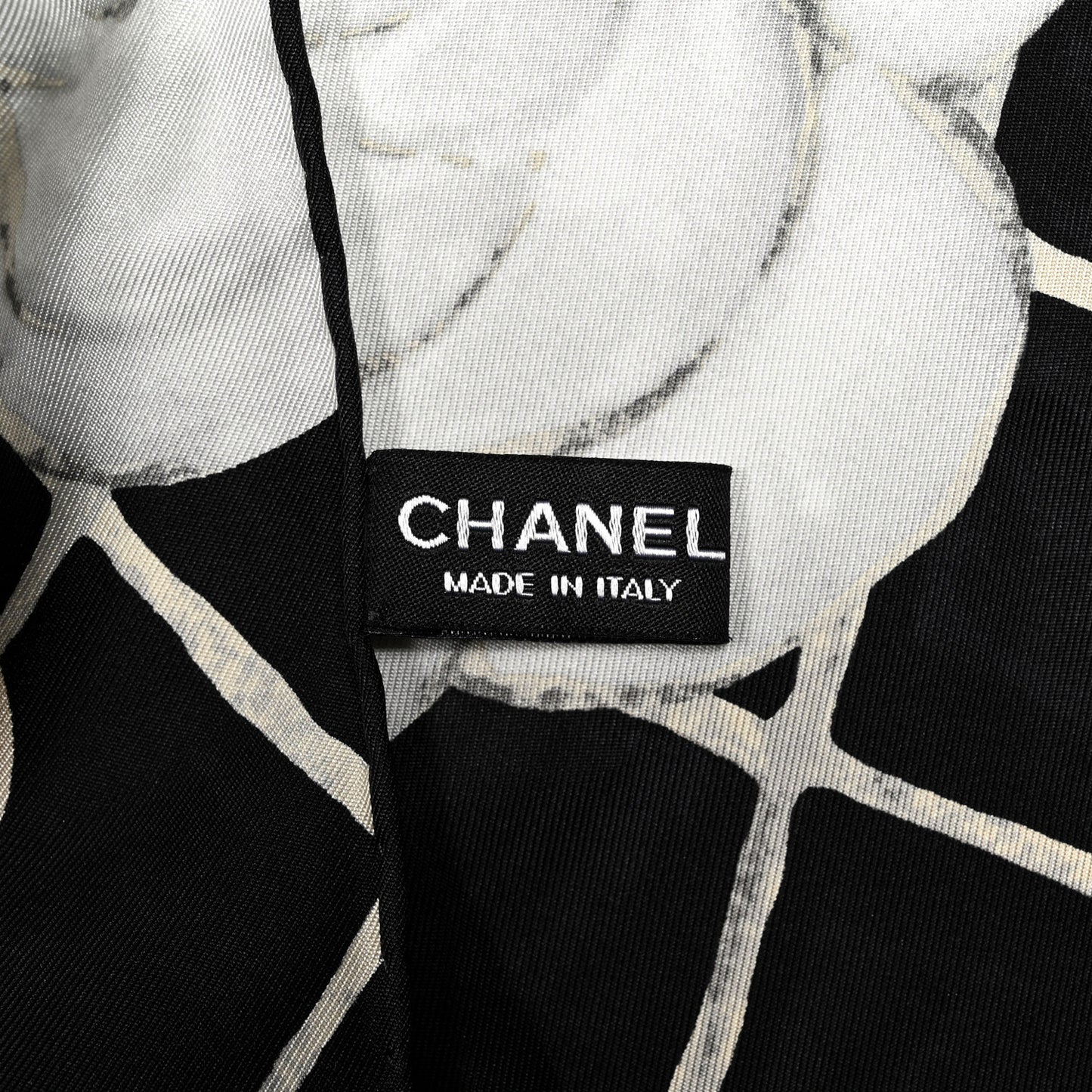 Silk Camellia CC Square Scarf Black