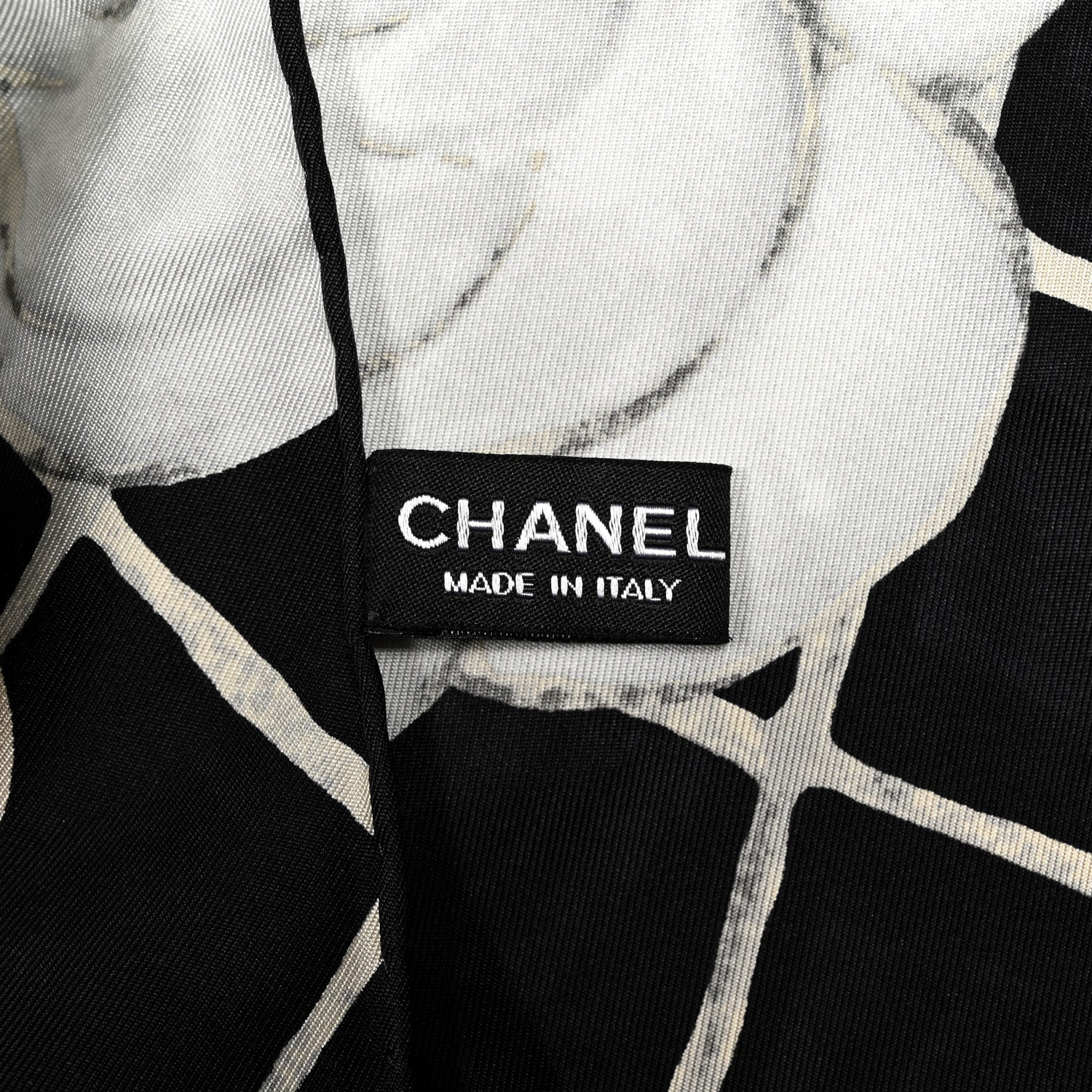 Chanel Silk Camellia CC Square Scarf Black 3 of 3