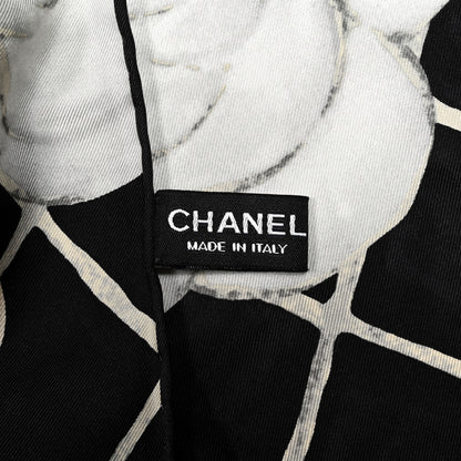Chanel Silk Camellia CC Square Scarf Black 3 of 3