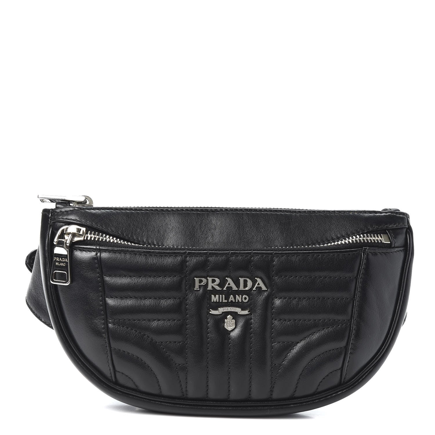 Prada Soft Calfskin Impunture Diagramme Belt Bag Black 1 of 10